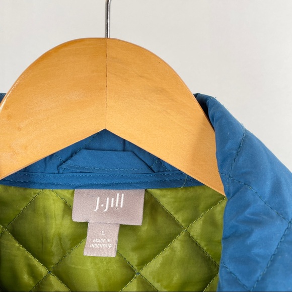 J.Jill Quilted Blue Button Down Jacket Size Large - Picture 2 of 11